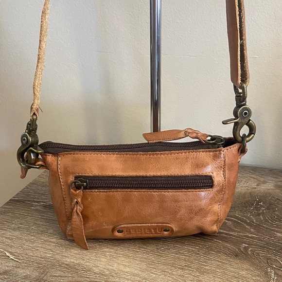 Bed Stu Handbags - Bed Stu Encase Compact Rustic Tan Veg Tanned Leather Crossbody Bag 3-in-1 EUC